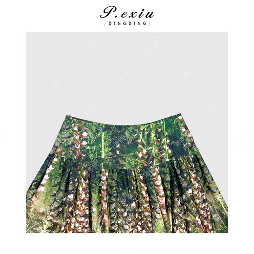 04-1潘依绣丁丁宠粉复古慵懒渐变碎花松紧腰半身裙Q8442 商品图2