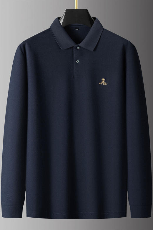 【DPS】【100%棉】大依优型大码男装春秋翻领全棉长袖POLO衫纯棉长袖T恤商务休闲长袖上衣 商品图5