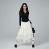 西遇法式不规则荷叶边半身裙女2026年春季新款高腰网纱拼接蛋糕裙E0060121 商品缩略图3