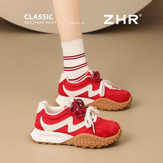 ZHR【真皮舒适】二层猪皮德训鞋内增高2026春季新款休闲运动鞋女 商品图6