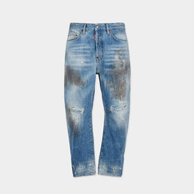 DSQUARED2 男士字母徽标贴片脏洗 Bro 牛仔裤 蓝色 S74LB1918 D30011 470