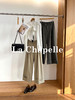拉夏贝尔/La Chapelle通勤百搭时尚阔腿裤微弹半松紧压褶卷边显瘦休闲裤 商品缩略图1