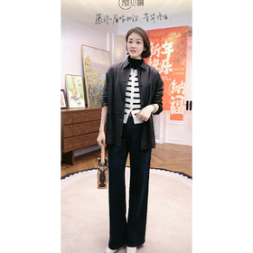 火桐hooton 2026春季新款银丝山羊绒圆领条纹长袖开衫