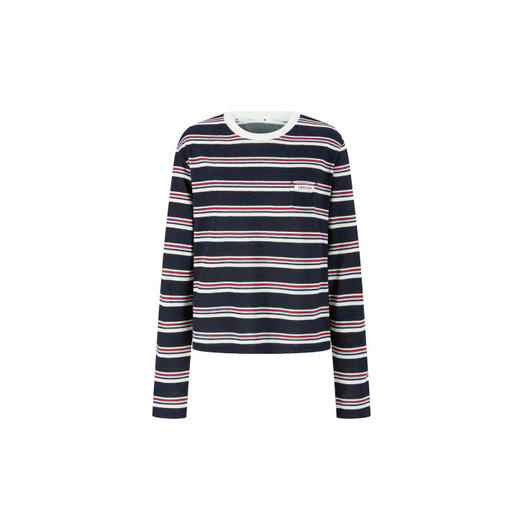 Herlian2026年春季新品条纹撞色女士长袖T恤logo刺绣打底衫 商品图4