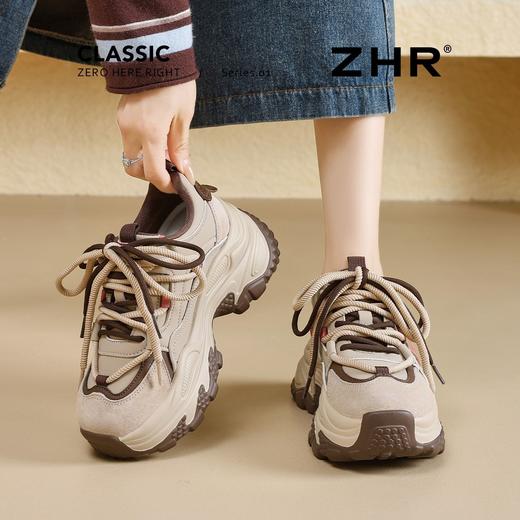 ZHR【增高7.5CM】厚底老爹鞋女2026春季复古内增高透气运动休闲鞋 商品图5
