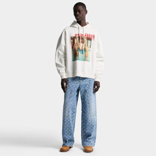 DSQUARED2 男士全身字母组合标志浅色水洗宽松工装牛仔裤 蓝色 S74LB1886 D30023 470 商品图4