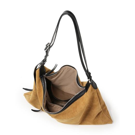 登白DENGBAI 高丝光反绒牛皮配头层牛皮百搭单肩斜挎包9911 商品图2