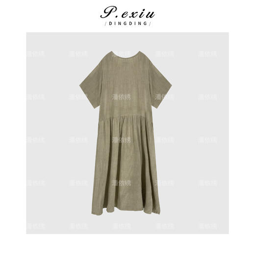 04-3潘依绣丁丁宠粉亚麻松弛感圆领短袖连衣裙 Q72188 商品图1