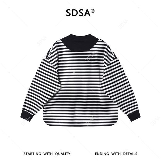 38989SDSA男士春夏新款痞帅男装韩版潮牌撞色条纹圆领长袖T恤百搭宽松 商品图4