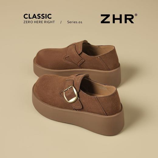 ZHR【增高6.5CM】勃肯鞋女2026春季绒面搭扣休闲鞋显瘦厚底乐福鞋 商品图7