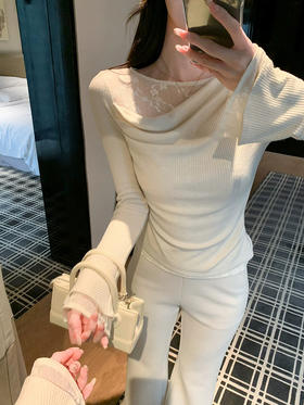 荡领假两件蕾丝针织衫-纪念日百货门店同款169445849