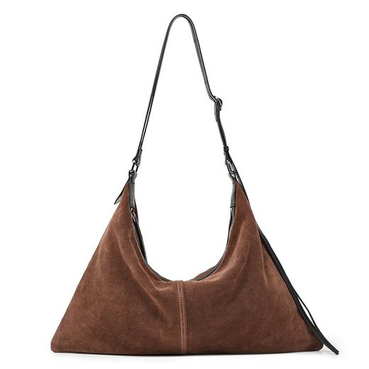 登白DENGBAI 高丝光反绒牛皮配头层牛皮百搭单肩斜挎包9911 商品图4