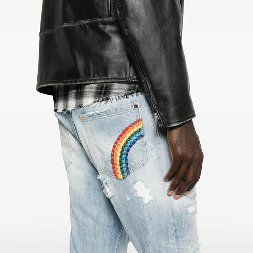 DSQUARED2 男士字母徽标贴片休闲牛仔裤 浅蓝色 S74LB1882 D30011 470 商品图1