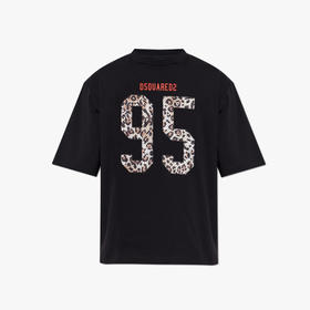 DSQUARED2 男士Wild2图案印花棉质圆领短袖T恤 黑色 S71GD1649 D20033 900