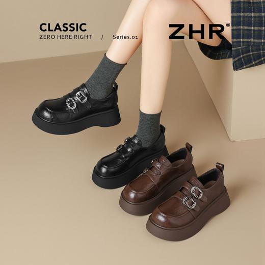 ZHR搭扣魔术贴厚底鞋2026新款英伦单鞋复古乐福鞋百搭圆头小皮鞋 商品图8
