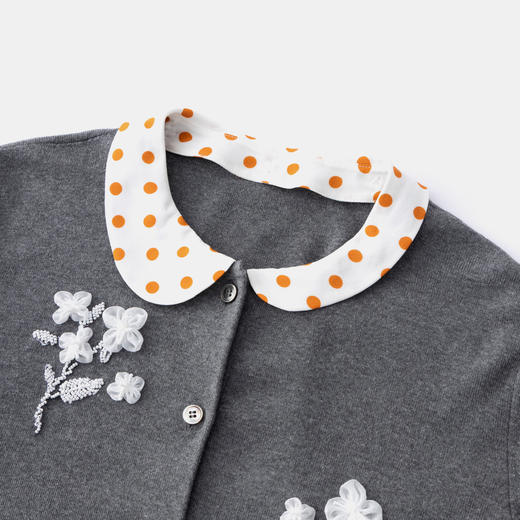 HERLIAN 2026年春季新品波点不对称领钉珠拼接女士针织衫开衫 商品图3