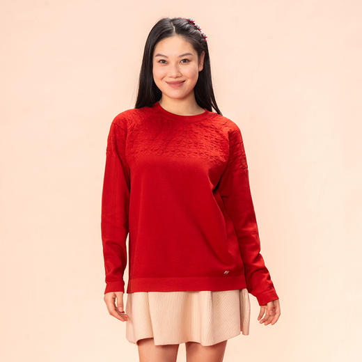 UTO/悠途铜钱纹圆领衫亲子装新年定制款礼盒装新年家庭装红色卫衣 商品图3