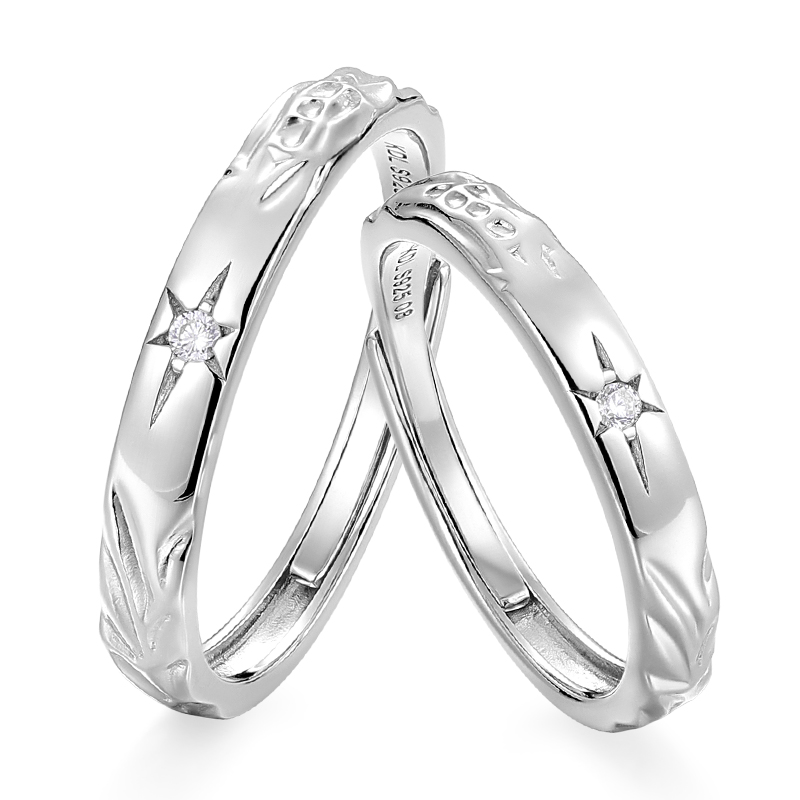 KADER卡蒂罗守护星情侣对戒S925银戒指一对 小众设计感情侣送礼纪 情侣佩戴