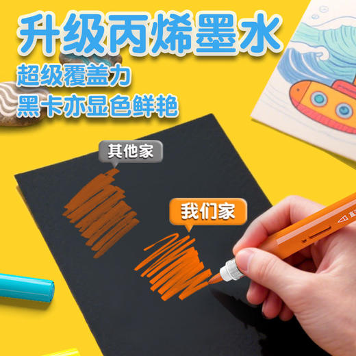 【分层拿取软头丙烯马克笔 用多少拿多少】直液式丙烯马克笔软头 儿童可水洗水彩笔 小学生美术专用可叠色文具 商品图2
