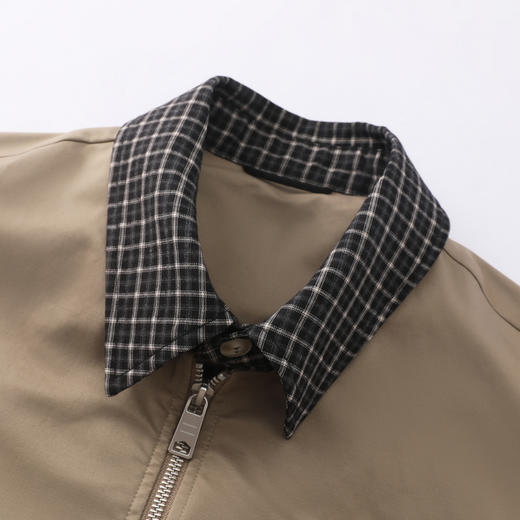 GXG男装26春季时尚格纹撞色设计日常百搭简约翻领男式休闲夹克K&C 商品图4