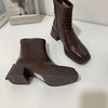 尾货单！羊皮版~2026复古方头粗跟短靴女秋冬英伦风百搭瘦瘦靴马丁靴！ 商品缩略图2