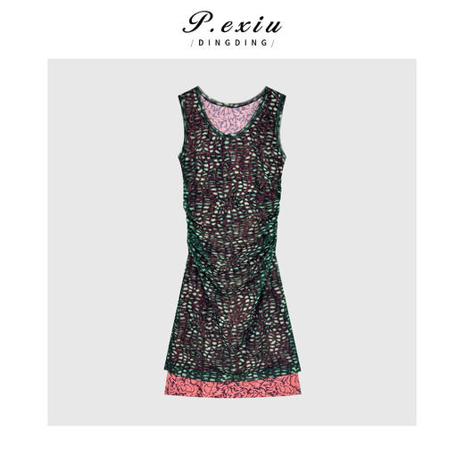 04-3潘依绣丁丁宠粉假两件拼接立体裁剪褶皱连衣裙 GH076 商品图0