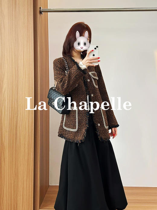 专柜实拍【财阀千金风】拉夏贝尔/La Chapelle轻奢重工！羊毛混纺气质圆领法式撞色粗花呢香风外套 商品图6