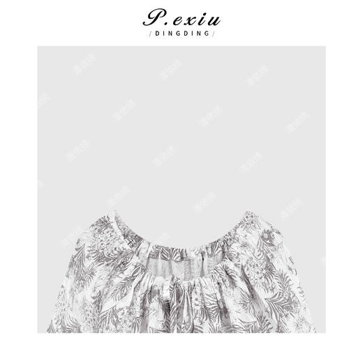 04-2潘依绣丁丁宠粉法式优雅风印花一字领连衣裙Q9872 商品图2