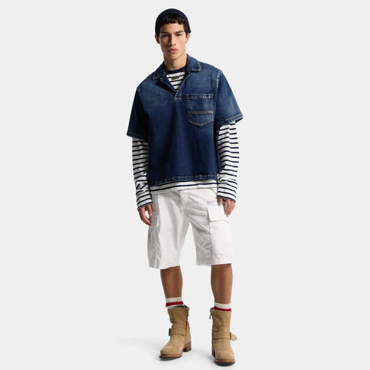 DSQUARED2 男士字母徽标印花牛仔短袖polo衫 藏蓝色 S74DM1027 S30664 470 商品图5