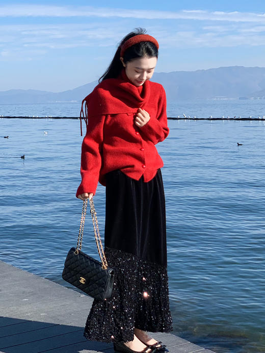 【百图lulu定制】【虞美人闪光裙】鱼尾 亮片 点缀 丝绒鱼尾裙 商品图3
