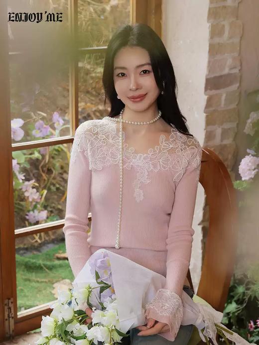 【门店同款】ENJOY春季华贵时光拼接蕾丝针织上衣 169259712 商品图0