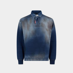 DSQUARED2 男士字母徽标标签牛仔针织长袖卫衣 藏蓝色 S74HA1611 D13192 470