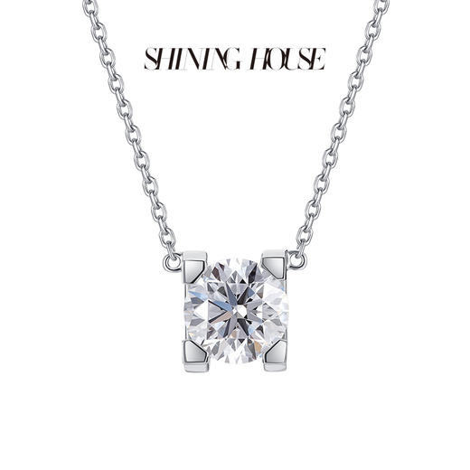 【预售】ShiningHouse[培育] 18k金钻石项链 圆钻形1克拉钻人工真钻人造钻石K金项链可调节简约四爪钻石项链牛头款钻石项链悦己送礼臻选【此商品不支持7天无理由退货退款】预计3日发货 商品图1