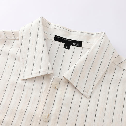 GXG男装【莱赛尔】26春季时尚条纹简约休闲男式翻领长袖衬衫K&C 商品图3