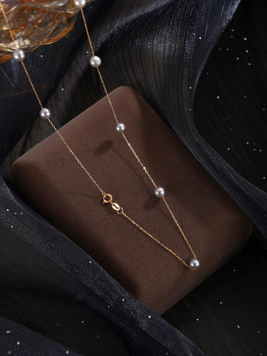 子佩集【星河之恋】G18K珍珠惜王妃项链【MLKJXL004】4.5mm珠偏灰镀金多珠2601 商品图4