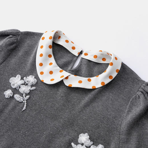 HERLIAN 2026年春季新品波点不对称领钉珠女士短袖套头针织衫 商品图3