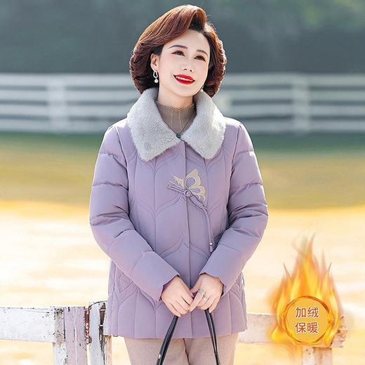 妈妈冬装加绒加厚棉衣新款中老年女洋气时尚棉服棉袄保暖外套 商品图3