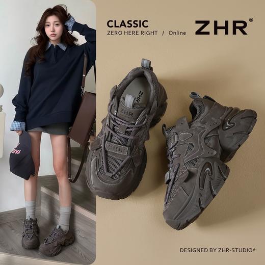 ZHR则则厚底老爹鞋女2025秋冬新款灰色增高运动鞋透气网面休闲鞋 商品图1