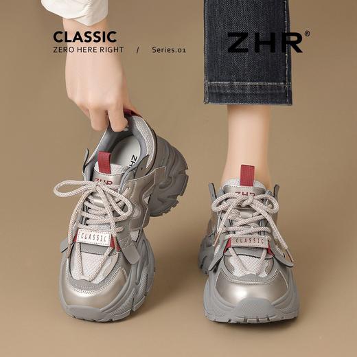 ZHR则则厚底老爹鞋女2026春季新款小个子增高紫色户外运动休闲鞋 商品图6