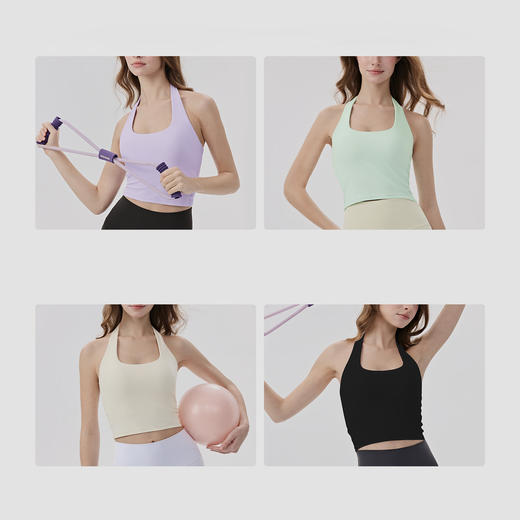 YOGACODE【火树银花系列】挂脖运动背心女带胸垫一体杯遮副乳瑜伽背心DWB116120 商品图3