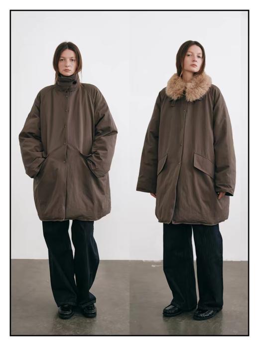 shyshystill/shy202509004/可拆卸挡风毛领中长款双色羽绒服 商品图0