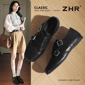 ZHR则则复古布洛克雕花深口单鞋女2026春季新款轻便舒适气质女鞋