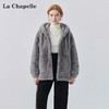 天猫同步【皮毛一体】拉夏贝尔/La Chapelle下摆抽绳毛毛连帽上衣外套轻奢高级感温暖厚实不显臃肿 商品缩略图3