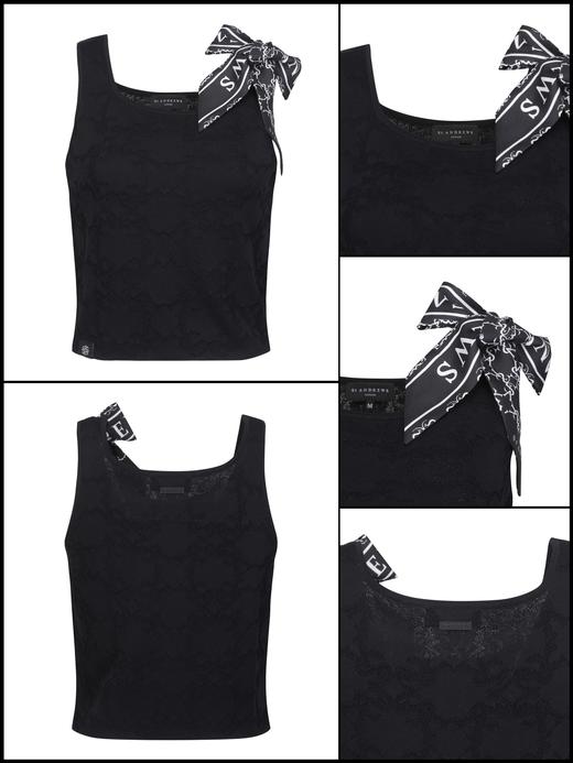 St新款丝巾带针织女士宽肩带小背心来啦！本季海报款！🥰针织搭穿孔丝巾带的做法耗时蛮长费工，拥有雕塑般的立体感，很妙的是特殊的提花工艺，呈现出大理石浮雕般的层次感，自然形态栩栩如生，带有细致的艺术美感 商品图2