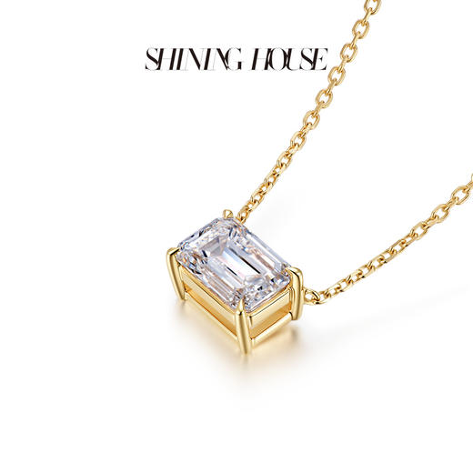 【预售】ShiningHouse[培育] 18k金钻石项链 祖母绿形1克拉钻人工真钻人造钻石K金项链可调节简约四爪钻石项链悦己送礼臻选【此商品不支持7天无理由退货退款】预计3日发货 商品图2