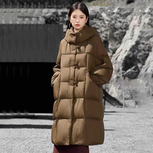 新中式长款羽绒服|匈牙利90%白鹅绒，充绒量250g+，零下15℃都能穿 商品图7