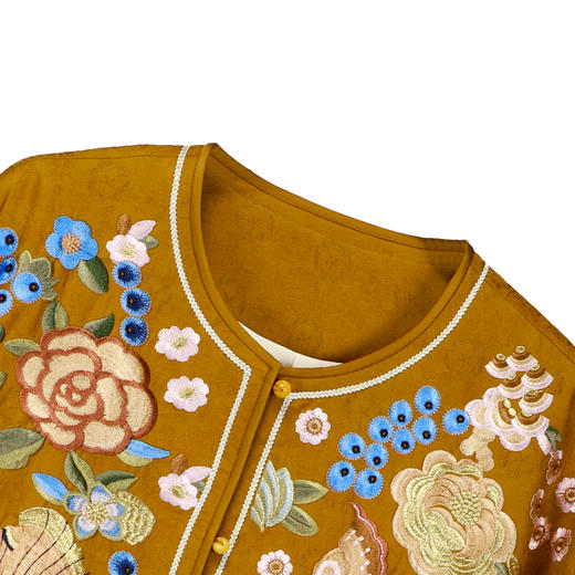 【咕咕同款】NANSONGSILK/NS新中式【绣蝶繁花】新款百万针非遗苗绣香云纱上衣重工外套M1D536084Y南宋 商品图12