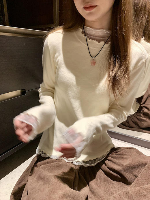 蕾丝拼接高领打底衫-纪念日百货门店同款169293865 商品图4