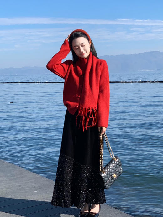 【百图lulu定制】【虞美人闪光裙】鱼尾 亮片 点缀 丝绒鱼尾裙 商品图5