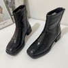 尾货单！羊皮版~2026复古方头粗跟短靴女秋冬英伦风百搭瘦瘦靴马丁靴！ 商品缩略图4